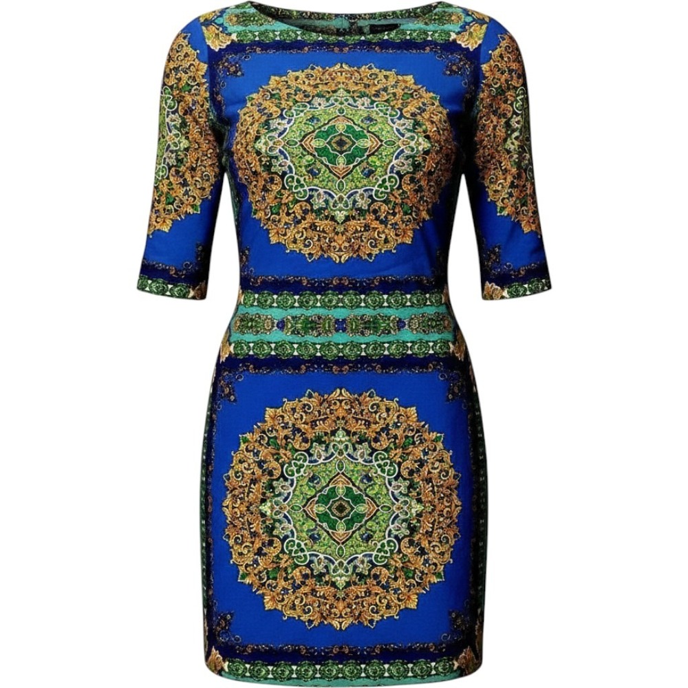 Laundry by Shelli Segal Petite Medallion Scarf Print Shift Dress **cut tag**